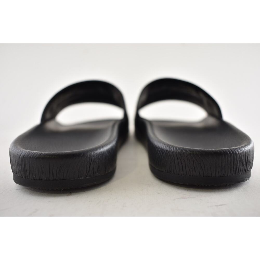 Balenciaga Black Leather Campaign Logo Slide Pool Sandal Flip Flop Flat 44 11 - Picture 14 of 15